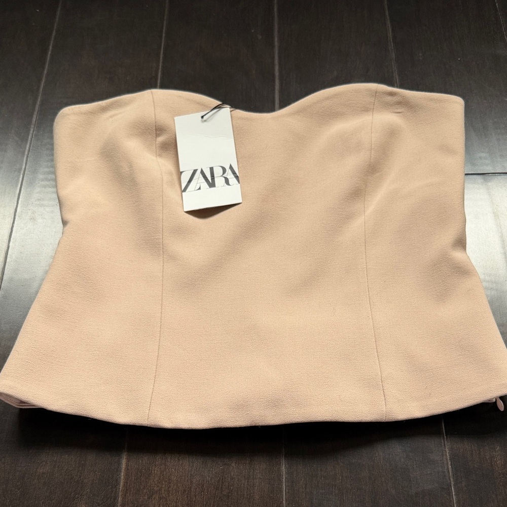 Zara Women's Strapless Dress in Soft Beige